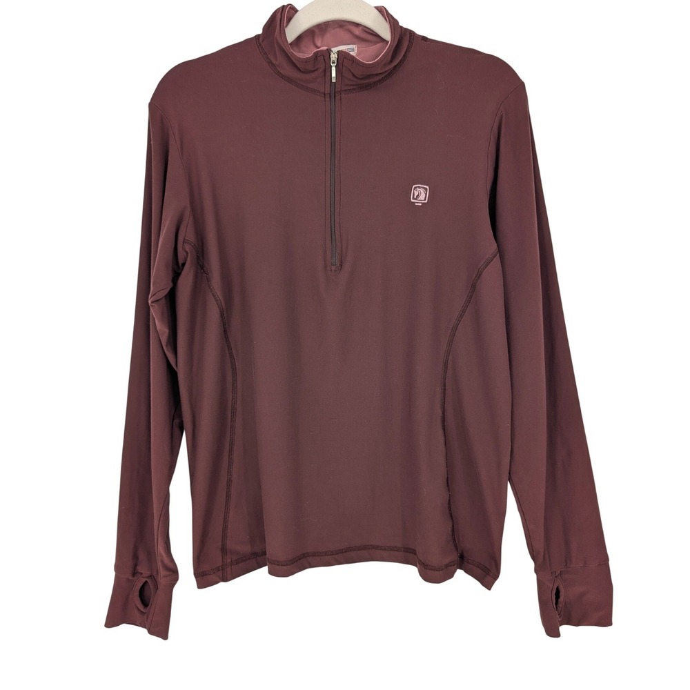 Romfh Equestrian Sun Shirt Women L Burgundy 1/4 Zip Long Sleeve UPF 50 Riding